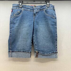 Vintage Bongo Women's Denim Bermuda Shorts Size 9 Cuffed Hem